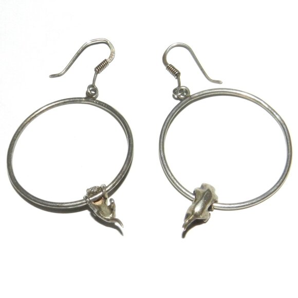 Vintage Playful Hanging Kittens Sterling Silver Earrings - Picture 3 of 13